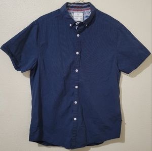 Denim & Flower Ricky Singh Navy Blue Patterned Button Down Shirt Slim Fit Medium